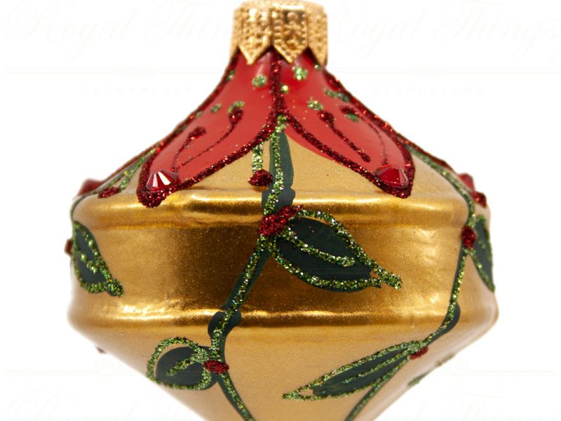 Royal Things Refined Glass Christmas Bauble Ball Metallic Gold Red Green Iconic Ilona Gl102