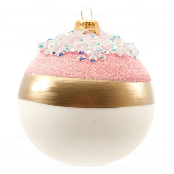 Royal Things Refined Glass Christmas Bauble Ball Pink Gold White Blushing Betty Wh101
