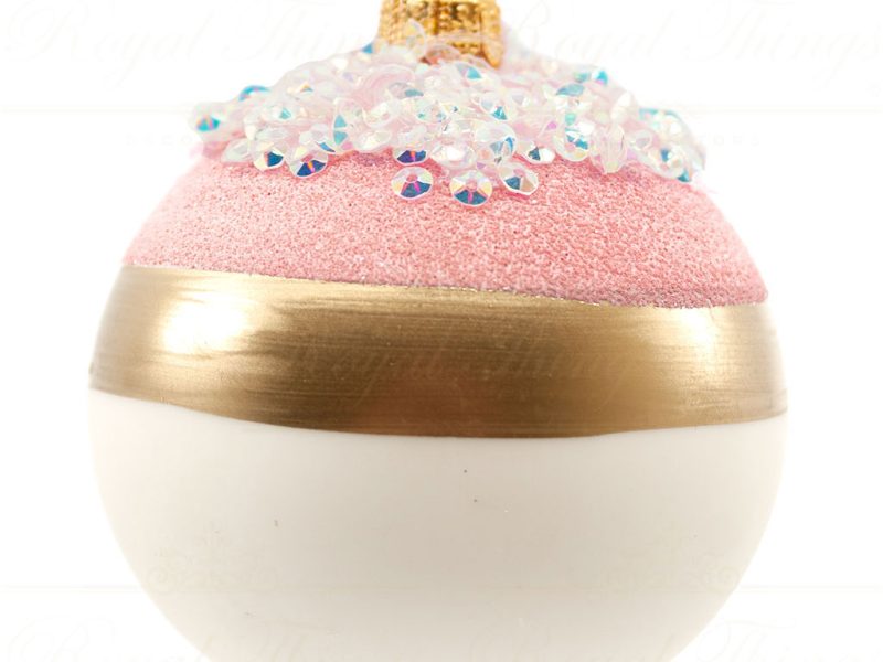 Royal Things Refined Glass Christmas Bauble Ball Pink Gold White Blushing Betty Wh101