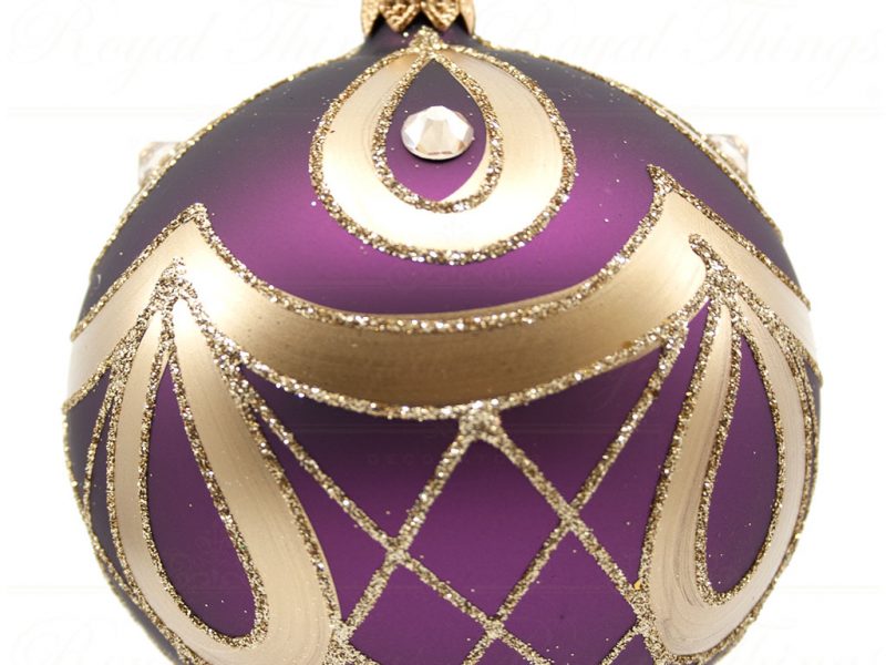Royal Things Refined Glass Christmas Bauble Ball Purple Gold Remarkable Ravina Pp102