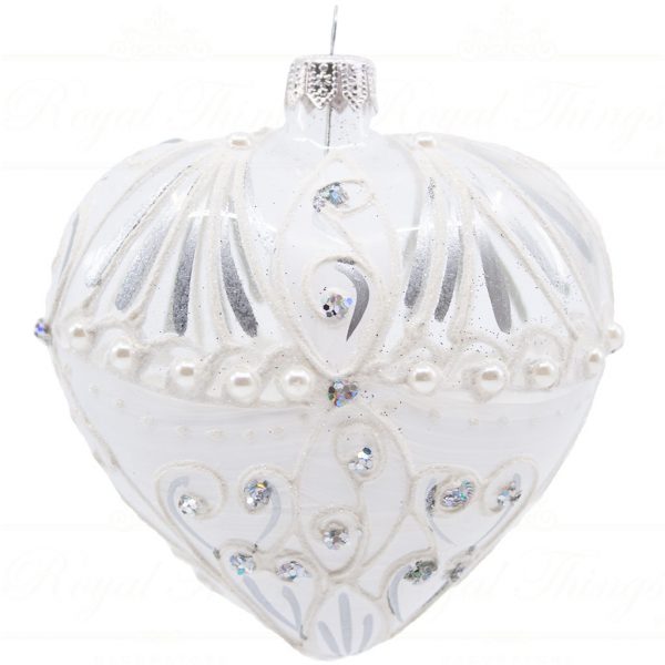 Royal Things Refined Glass Christmas Bauble Ball White Transparant Loving Lena Wh104