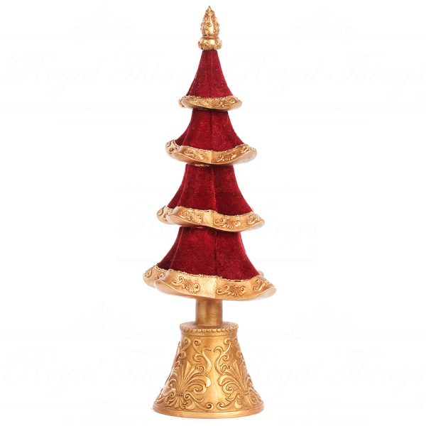 S 30314 Goodwill Tabletop Fabric Ornament Am Xmas Tree Tabletop Burgundy Gold