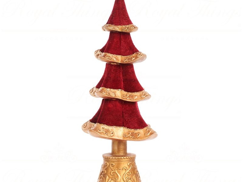 S 30314 Goodwill Tabletop Fabric Ornament Am Xmas Tree Tabletop Burgundy Gold