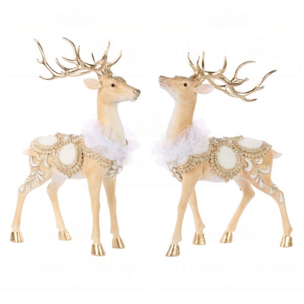 S 30701 Goodwill Christmas Decorative Items Regal Standing Deer With Saddle Tabletop Cream