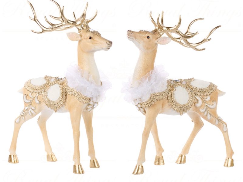 S 30701 Goodwill Christmas Decorative Items Regal Standing Deer With Saddle Tabletop Cream