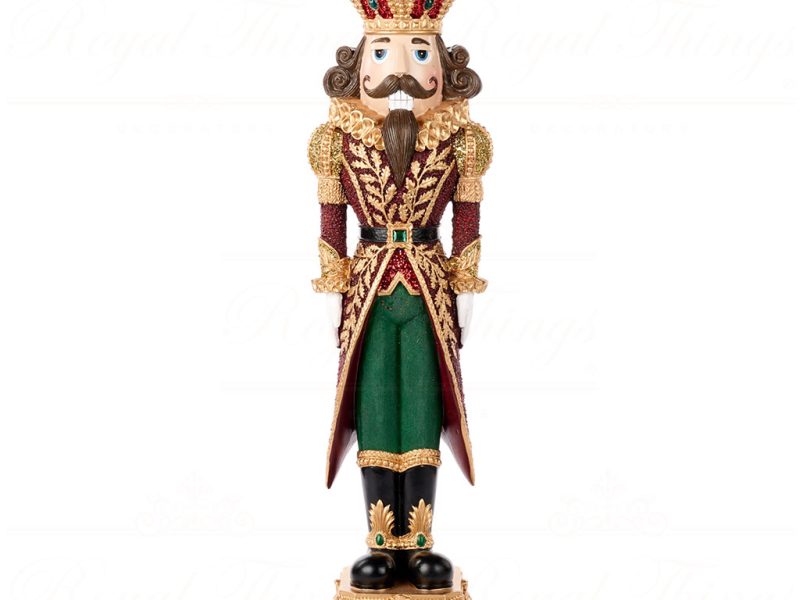 S 30711 Goodwill Christmas Decorative Items Nutcracker On Base Tabletop Burgundy Gold Green