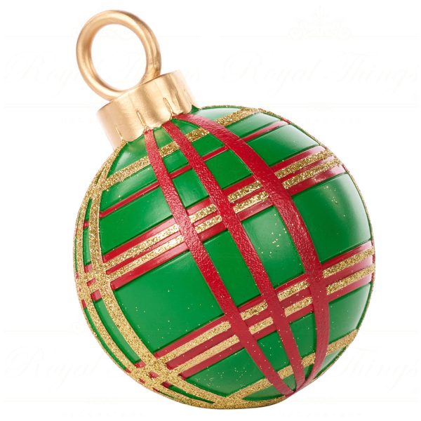 S 30714 Goodwill Christmas Decorative Items Tartan Display Xmas Ball Tabletop Red Green Gold