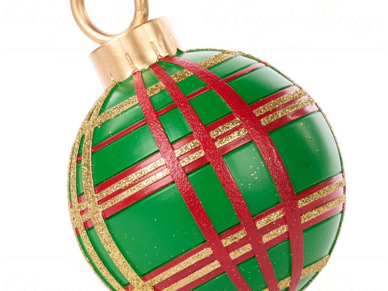 S 30714 Goodwill Christmas Decorative Items Tartan Display Xmas Ball Tabletop Red Green Gold