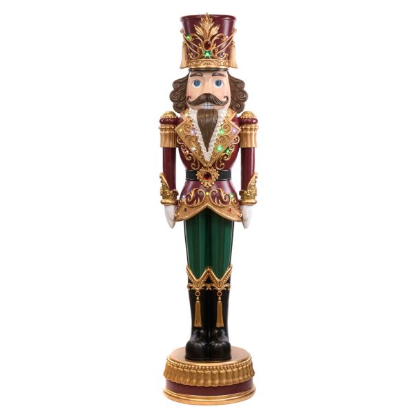 S 30723 Christmas Decorative Items Led Music Nutcracker On Base Display Green Gold Red