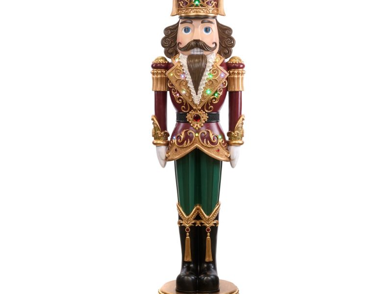 S 30723 Christmas Decorative Items Led Music Nutcracker On Base Display Green Gold Red