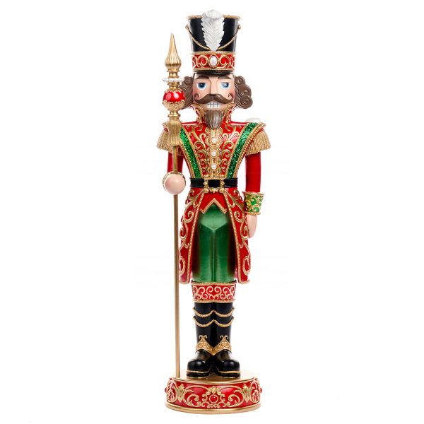 S 30753 Goodwill Christmas Decorative Items Nutcracker With Staff Tabletop Red Green Gold Black