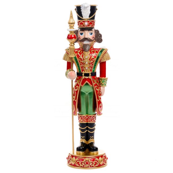 S 30754 Goodwill Christmas Decorative Items Nutcracker With Staff Tabletop Red Green Gold Black