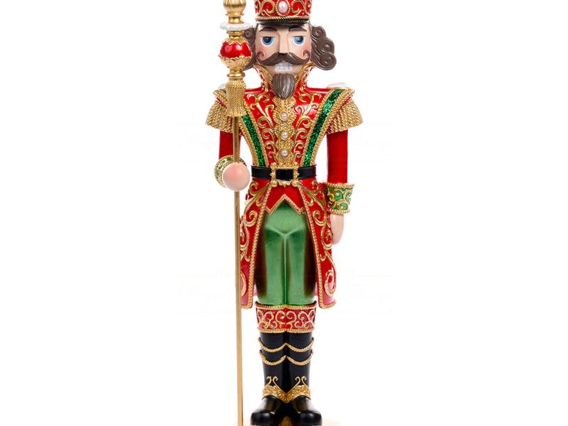 S 30754 Goodwill Christmas Decorative Items Nutcracker With Staff Tabletop Red Green Gold Black