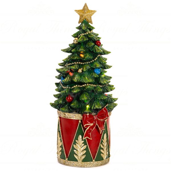 S 30759 Goodwill Christmas Decorative Items Led Xmas Tree On Drum Tabletop Green Red Battery Operated