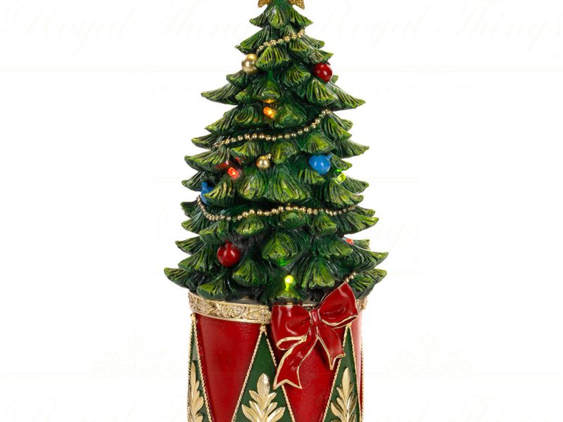 S 30759 Goodwill Christmas Decorative Items Led Xmas Tree On Drum Tabletop Green Red Battery Operated