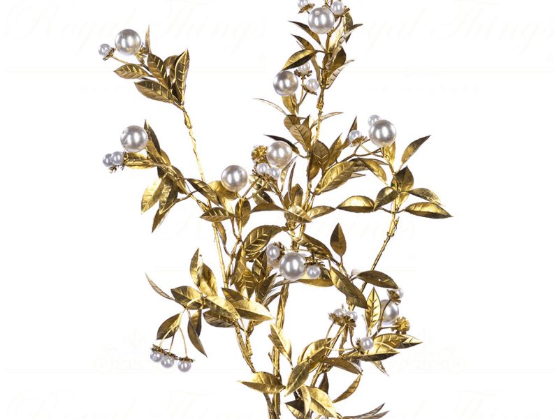 Sp 20806 Goodwill Christmas Branches Stems Metallic Leaf Pearl Stem Gold White