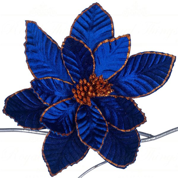 Sp 20814 Goodwill Christmas Flowers Poinsettia Flower On Clip Blue Copper