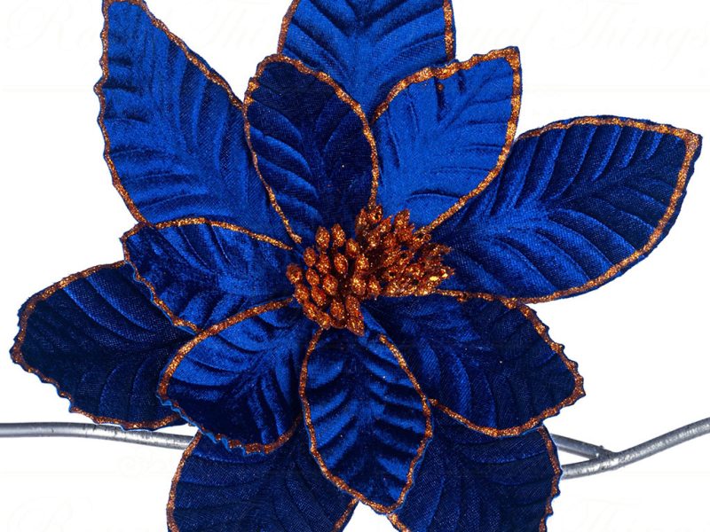 Sp 20814 Goodwill Christmas Flowers Poinsettia Flower On Clip Blue Copper