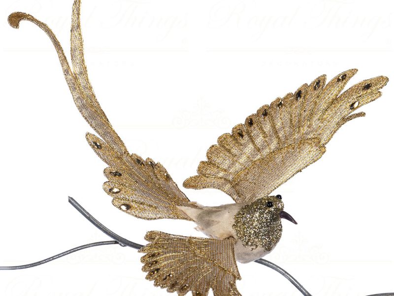 Sp 20865 Goodwill Christmas Decorative Items Fabric Jewel Bird On Clip Ornament Cream Champagne