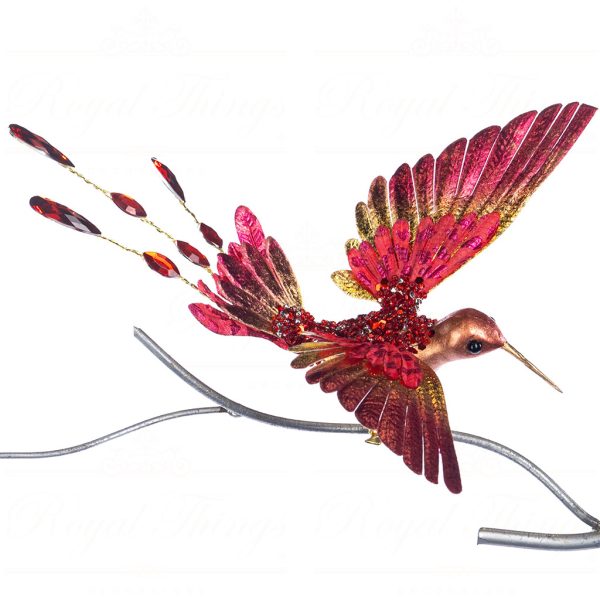 Sp 20884 Goodwill Christmas Decorative Items Metallic Jewel Hummingbird On Clip Red Burgundy