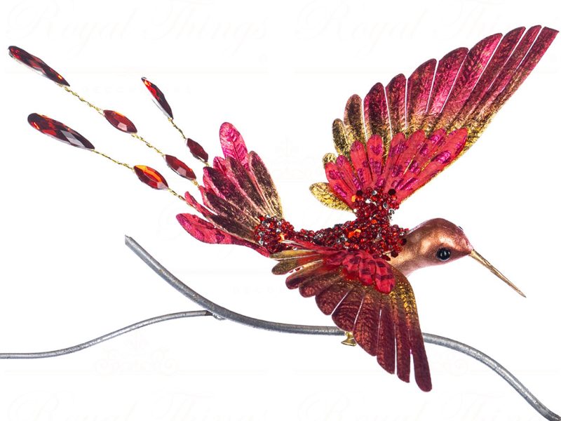 Sp 20884 Goodwill Christmas Decorative Items Metallic Jewel Hummingbird On Clip Red Burgundy