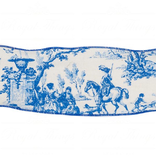 St 50014 Goodwill Ribbons Toile Ribbon Blue White