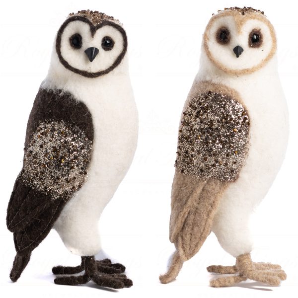 T 79011 Goodwill Tabletop Felt Owl Tabletop Brown Cream Silver