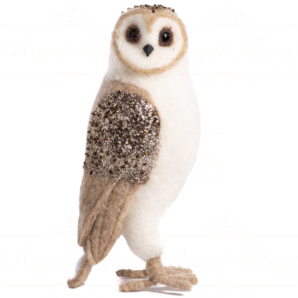 T 79011 Goodwill Tabletop Felt Owl Tabletop Brown Cream Silver Vari Beige