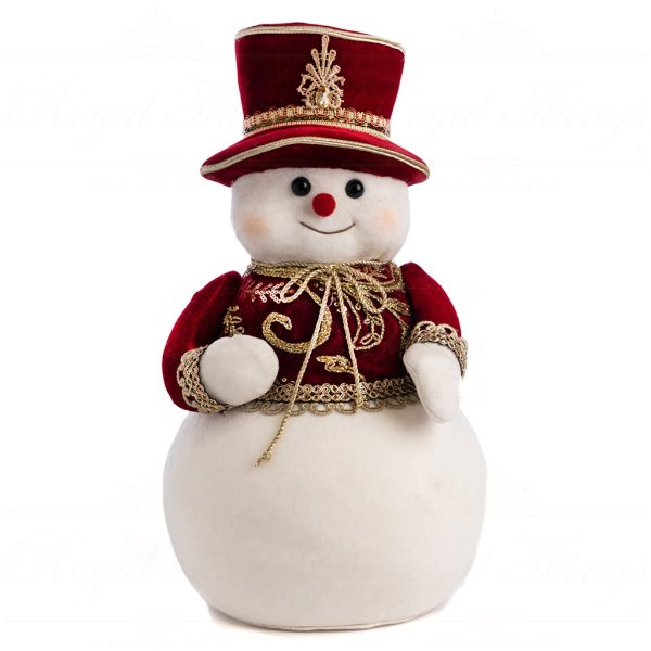 T 79071 Goodwill Tabletop Fabric Snowman With Hat Tabletop Red White Gold