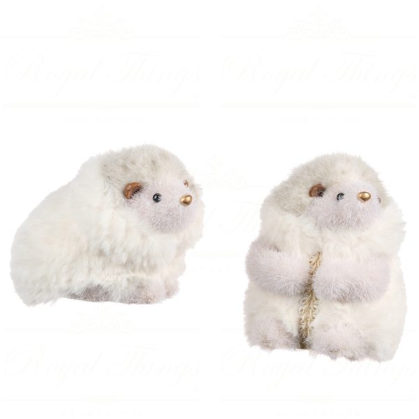T 81045 Goodwill Christmas Ornaments Furry Hedgehog Ornament Cream
