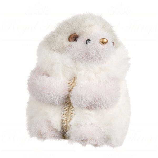 T 81045 Goodwill Christmas Ornaments Furry Hedgehog Ornament Cream Vari B