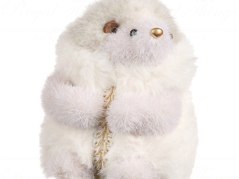 T 81045 Goodwill Christmas Ornaments Furry Hedgehog Ornament Cream Vari B