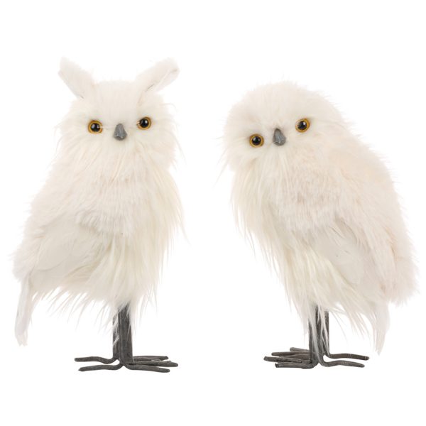 T 81060 Christmas Decorative Items Furry Winterfrost Owl Tabletop White