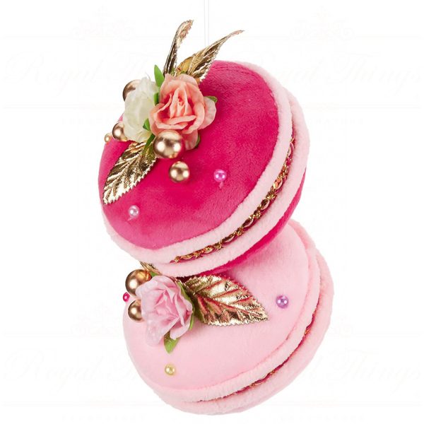 T 81071 Goodwill Christmas Ornaments Fabric Floral Macaroons Ornament Pink Gold Vari A