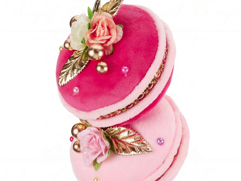 T 81071 Goodwill Christmas Ornaments Fabric Floral Macaroons Ornament Pink Gold Vari A