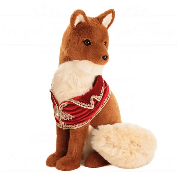 T 81112 Goodwill Christmas Decorative Items Furry Fox With Cape Tabletop Brown Burgundy Vari B