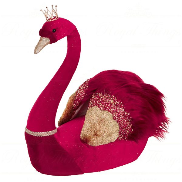 T 82004 Goodwill Christmas Decorative Items Cardinal Sky Furry Swan Tabletop Red Gold