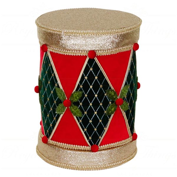 T 82107 Goodwill Christmas Decorative Items Xmas Drum Tabletop Red Green