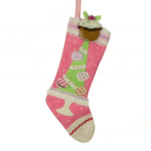 Tr 13536 Goodwill Christmas Stockings Felt Cupcake Stocking Pink Green White