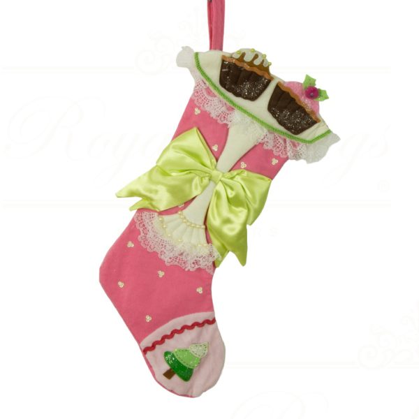 Tr 13537 Goodwill Christmas Stockings Felt Cupcake With Bow Stocking Pink White Green
