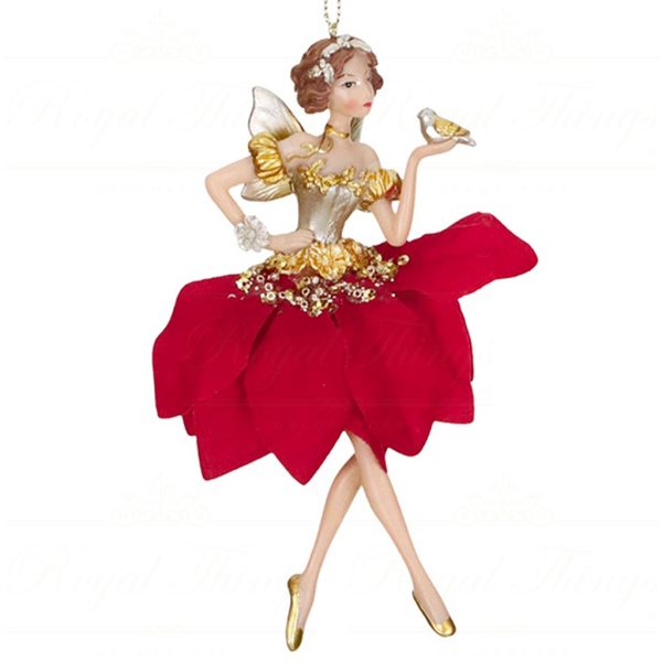 Tr 18002 Goodwill Christmas Ornaments Poinsettia Flower Fairy Ornament Red B