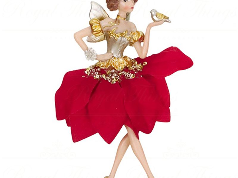 Tr 18002 Goodwill Christmas Ornaments Poinsettia Flower Fairy Ornament Red B