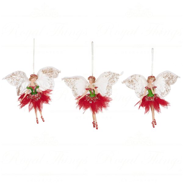 Tr 18003 Goodwill Christmas Ornaments Butterfly Fairy Ornament Red Green Cream