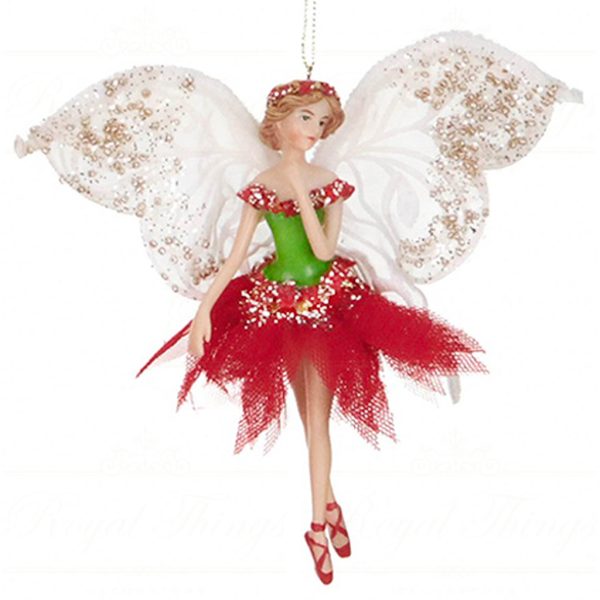 Tr 18003 Goodwill Christmas Ornaments Butterfly Fairy Ornament Red Green Cream C
