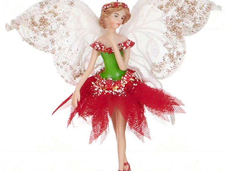 Tr 18003 Goodwill Christmas Ornaments Butterfly Fairy Ornament Red Green Cream C