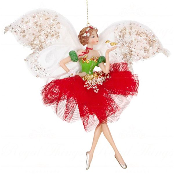 Tr 18004 Goodwill Christmas Ornaments Butterfly Fairy With Animal Ornament Red Green Cream Bird