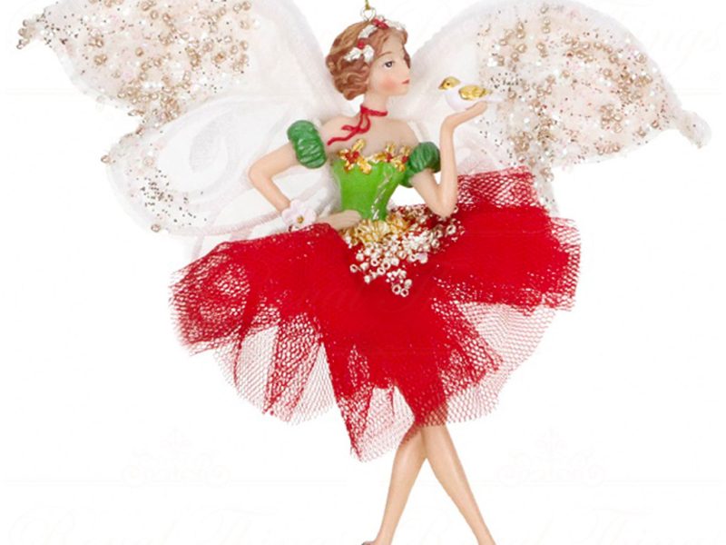 Tr 18004 Goodwill Christmas Ornaments Butterfly Fairy With Animal Ornament Red Green Cream Bird