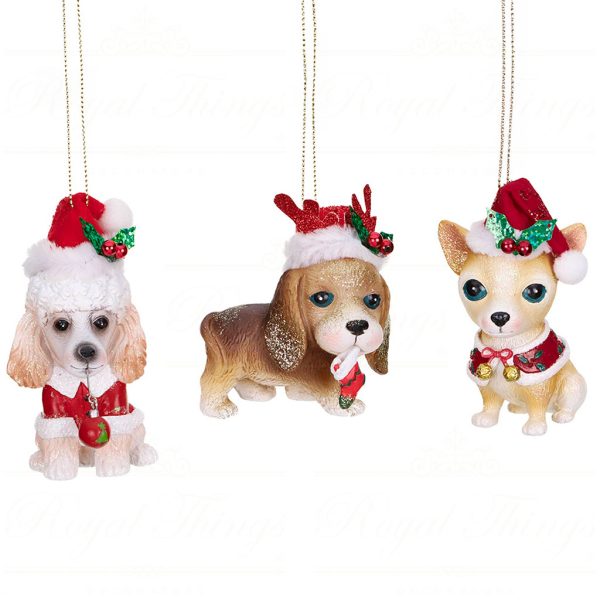 Tr 18010 Goodwill Christmas Ornaments Xmas Dog Ornament Brown Cream Red