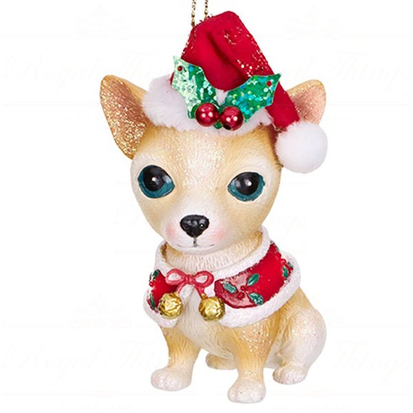 Tr 18010 Goodwill Christmas Ornaments Xmas Dog Ornament Brown Cream Red C