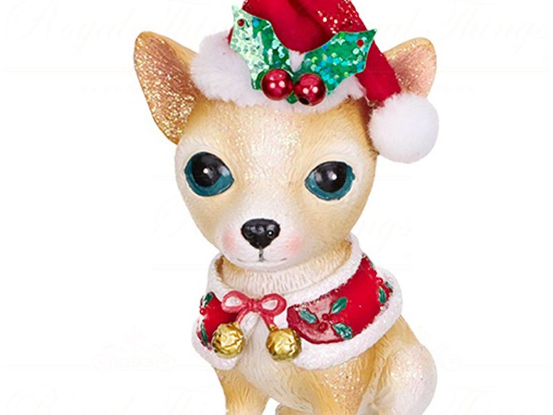 Tr 18010 Goodwill Christmas Ornaments Xmas Dog Ornament Brown Cream Red C